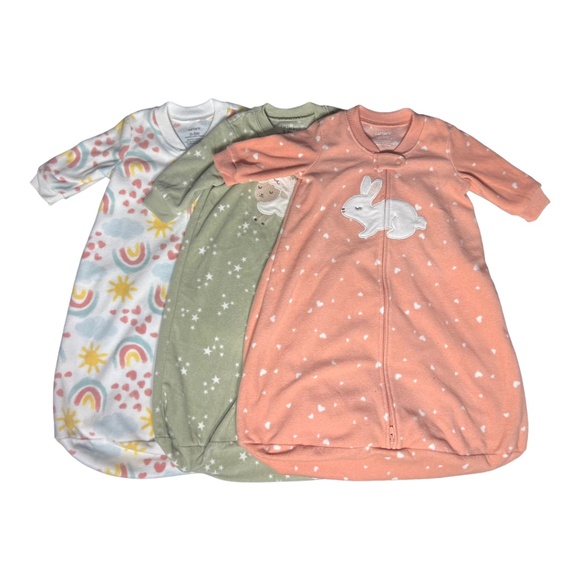 Carter’s Baby Girls Sleep Sacks 0-3 Months Lot Of 3 - Picture 1 of 10